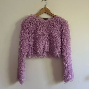 Zara feather effect long sleeve crop 🪽